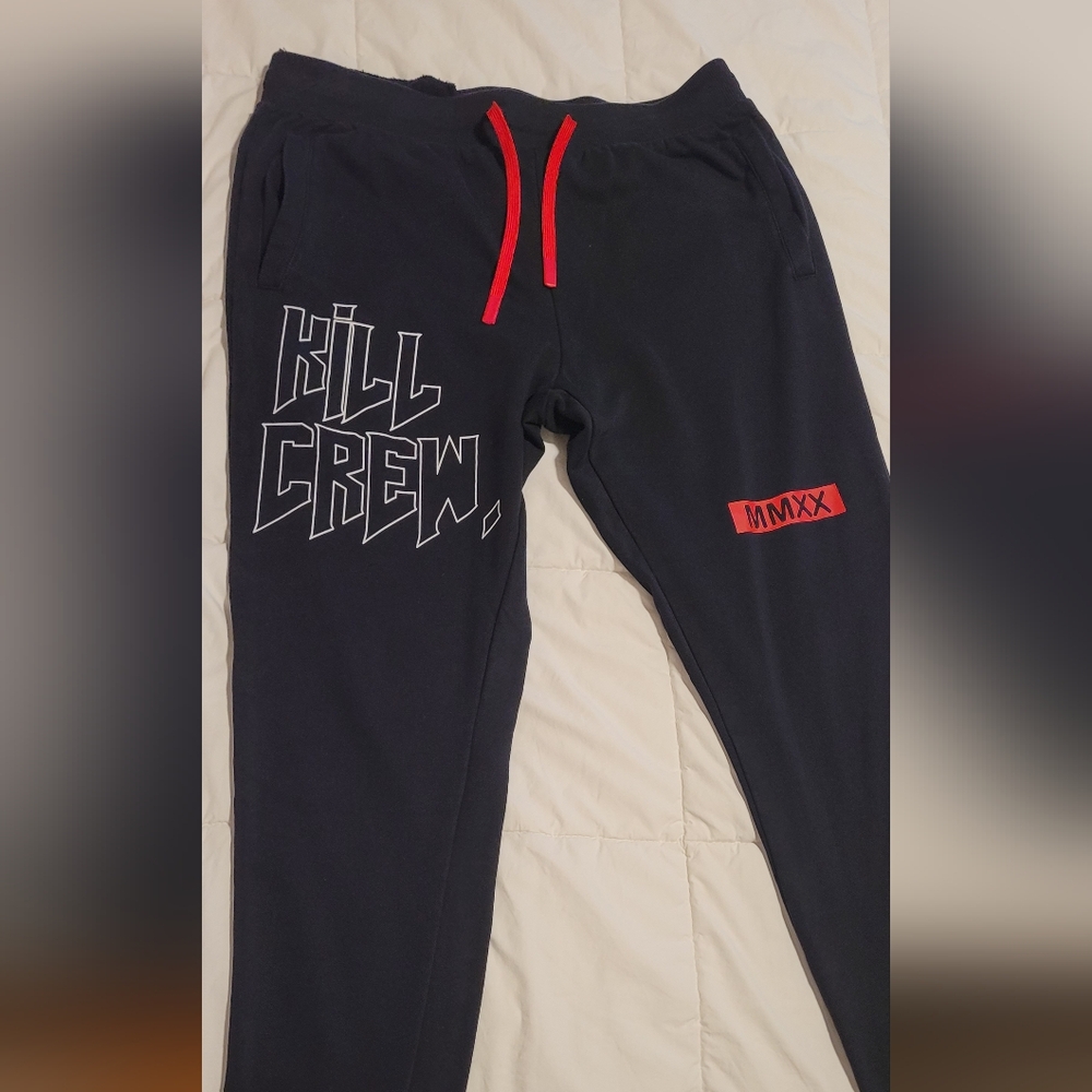 Kill Crew Black Joggers with White Label